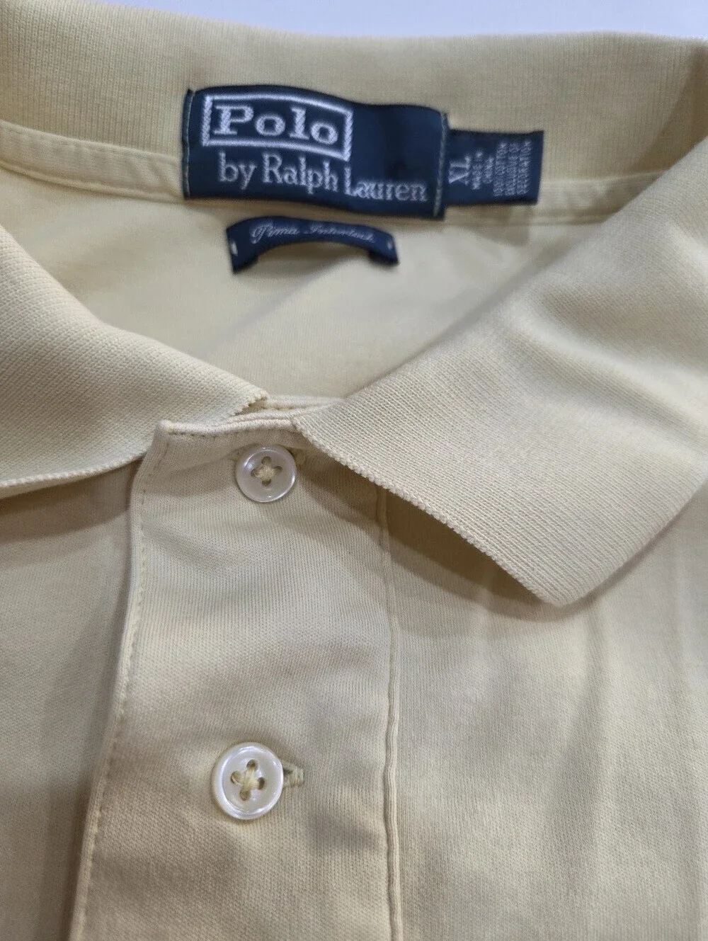Ralph Lauren Men's Pale Yellow Polo Shirt with Pony Logo Sz.XL